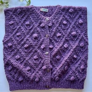 Purple Textured Women's Sweater Vest